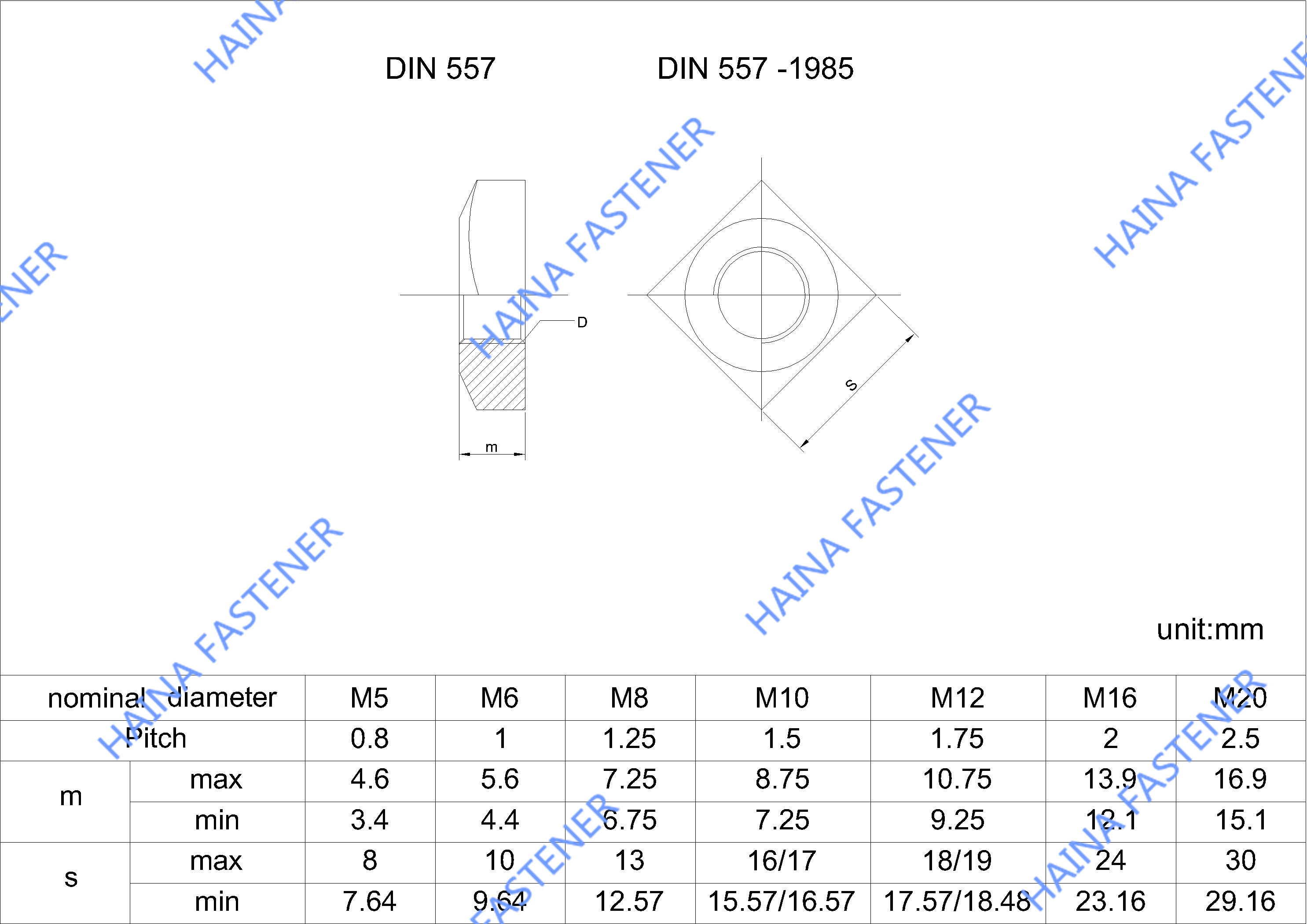 Din557 四方螺母