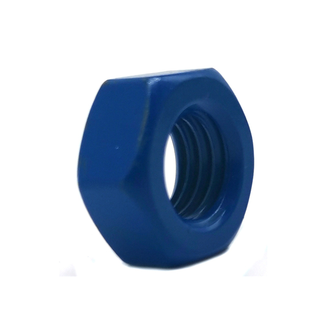 Schwere Sechskantmutter aus Teflon-PTFE, ASTM A194, Güteklasse 2H, blau 