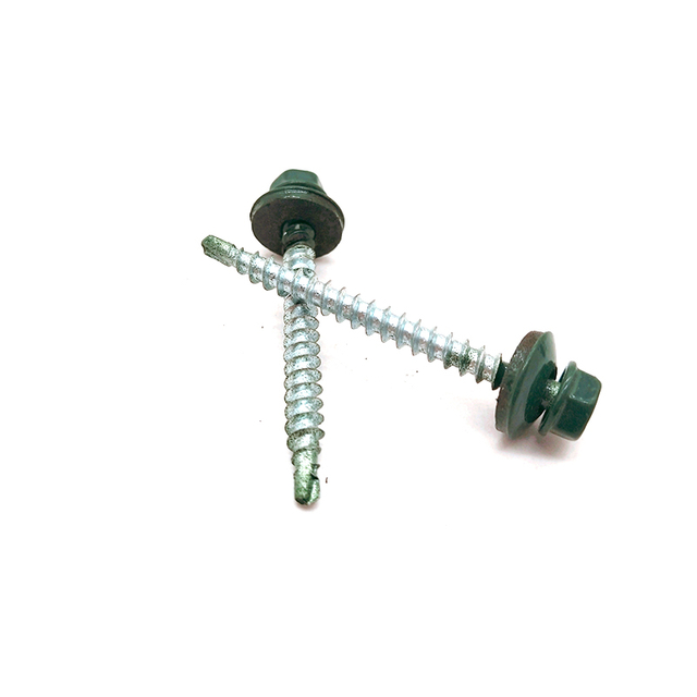 Farbspritz-Bohrschraube mit Sechskantflansch aus Kohlenstoffstahl und EPDM-Unterlegscheibe