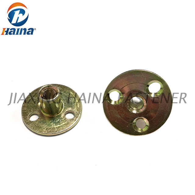 Farbige verzinkte T-Muttern mit runder Basis und T-Mutter mit drei Brad-Löchern